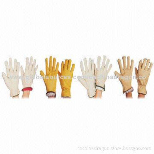 Drivers Gloves, Goat Skin Dye Leather, Cloth Hemmed Cuff
